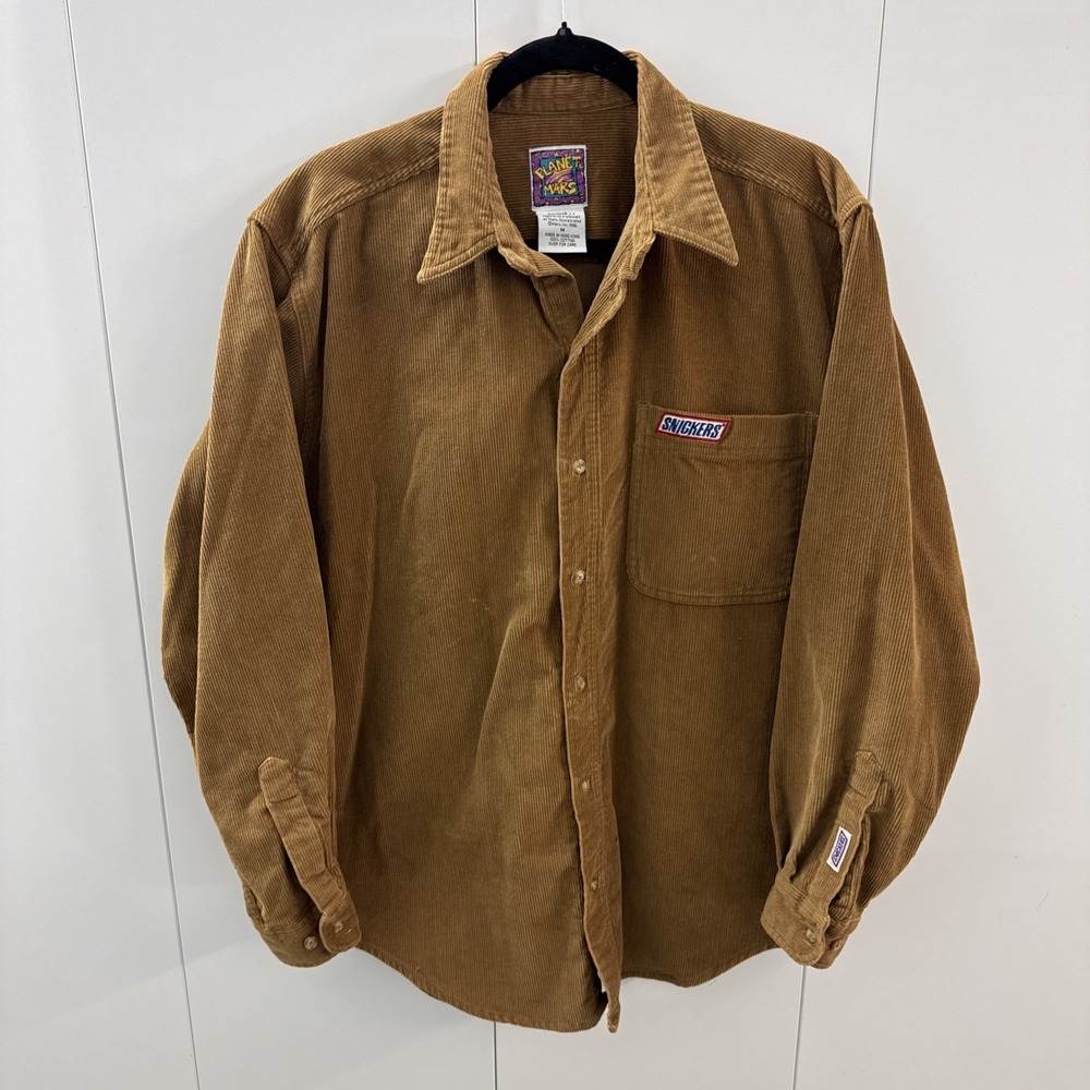 1996 Planet Mars Snickers Courdoroy Shirt Jacket Long Sleeve Adult Med Vintage